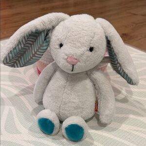 Adorable Plush Bunny Toy - White and Teal
